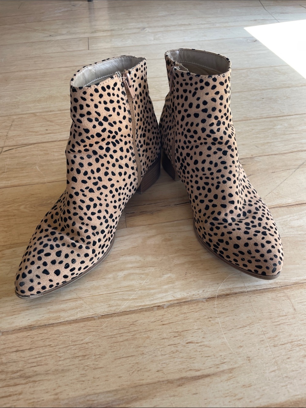 Cityclassified Tan and Black Leopard Print Ankle Booties
